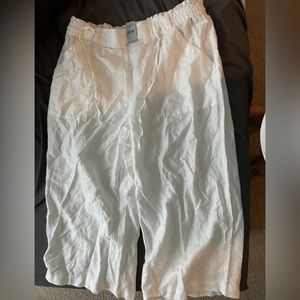 PETITE LINEN WIDE LEG PANTS XL